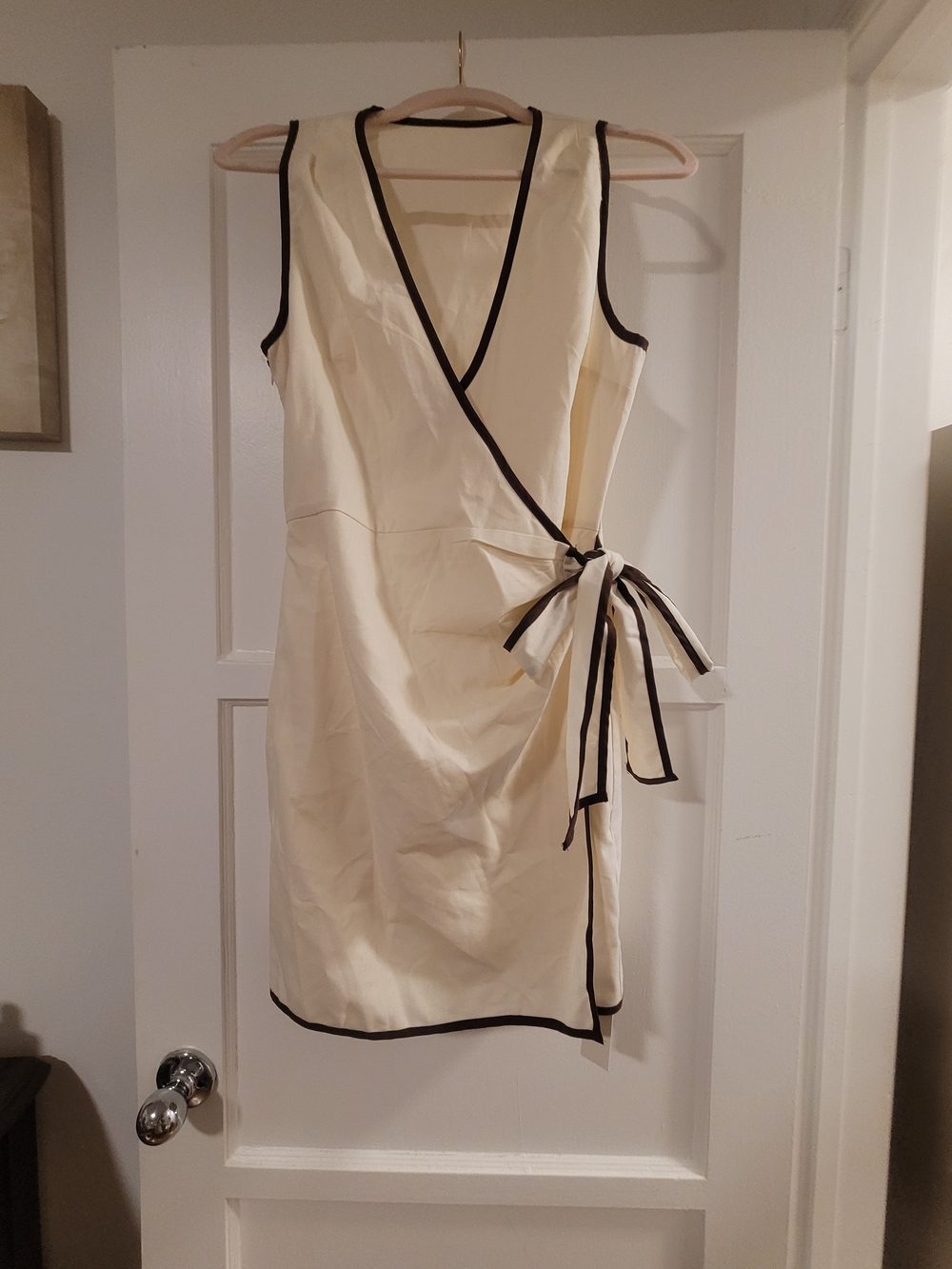 Brand New With Tags, Commense, Sleeveless Cream Wrap Dress, Size Small